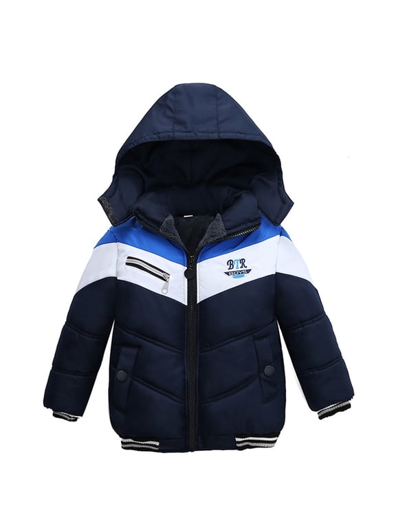 Jackets for Boys 10-12 Kids' Casual Jackets with Hooded Sport Winter Coat Warm Windproof Ski Clothes with Functional Jackets Navy, L