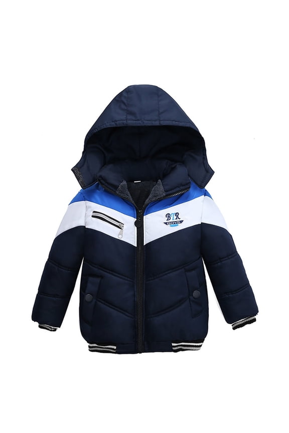 Jackets for Boys 10-12 Kids' Casual Jackets with Hooded Sport Winter Coat Warm Windproof Ski Clothes with Functional Jackets Navy, L