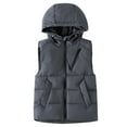 thumbnail image 1 of Jackets for Boys,Boys Hooded Vest Insulated Sleeveless Jacket Warm Padded Outerwear for All Seasons,Girls Jackets,02 Grey,11-12 Years, 1 of 3