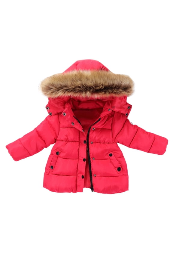 Jackets for Boys Size 18-24M Child Color Winter Hoodie Solid Warm Zipper Keep Comfortabl Breathable Lightweight Daily Red Outerwear Jackets & Coats