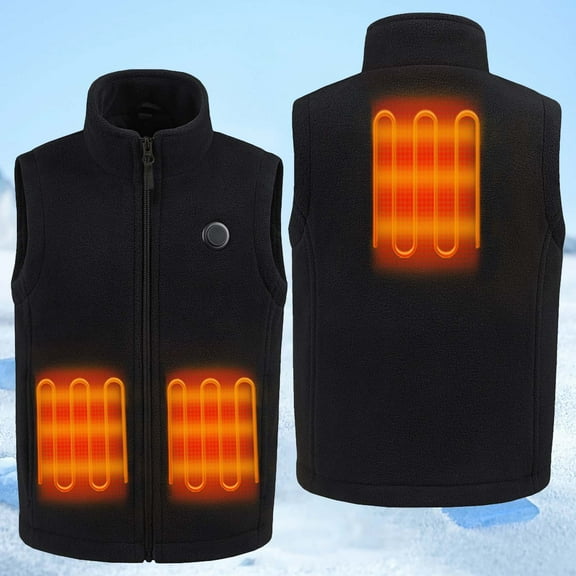 Jackets for Boys,Vest Boys Heated USB Charging Rechargeable Battery Lined Warm Winter Jacket,Heated Coat,Black,7-8 Years