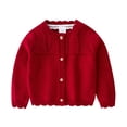 thumbnail image 1 of Jackets for Girls Kids Autumn Solid Long Sleeve Cotton Knit Sweater Cardigan Tops Girls Coat Red 2 Years-3 Years, 1 of 1