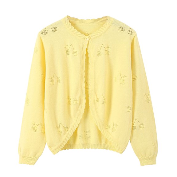 Jackets for Girls Kids Spring Autumn Solid Long Sleeve Cotton Knit Sweater Cardigan Tops Girls Coat Yellow 9 Years-10 Years