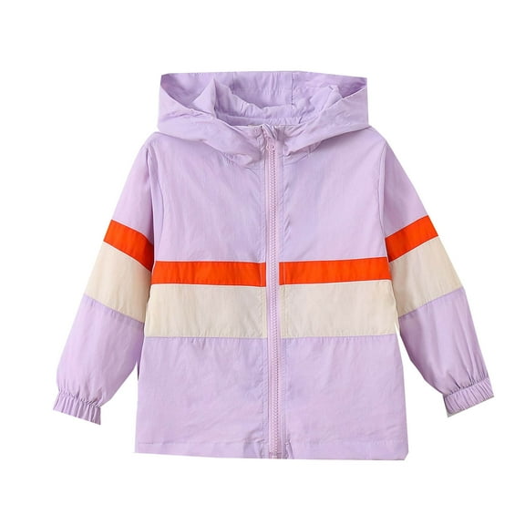 Jackets for Girls Toddlers Zip Up Long Sleeve Color Block Thicken Coats with Hooded Cute Lightweight Outwear Casual Winter Outfit Clothes
