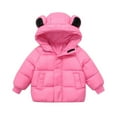 thumbnail image 1 of Jackets for Girls Winter Kids Long Sleeve Solid Bear Hooded Warm Outerwear Down Coats Girls Coat RD2 18 Months-24 Months, 1 of 4