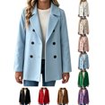 thumbnail image 1 of Jackets for Girls Zaewscy Girls Double‑Breasted Wool Blend Coat Notched Lapel Long Sleeve Kids Casual Wool Outerwear Light Blue 120, 1 of 9