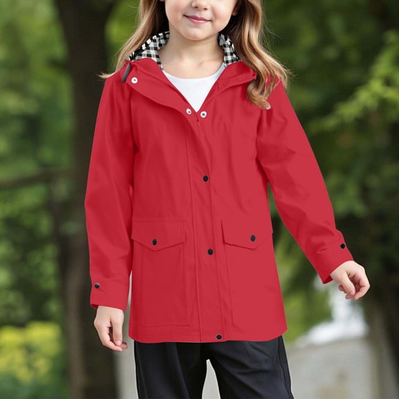 Jackets for Kids 7-8 Girls Rain Jacket Boys Sportswear Waterproof Hoodie Kids Lightweight Raincoats Windbreaker Outdoor 7-15 Years