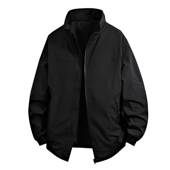 Jackets for Man Leisure Work Solid Color Casual Clothes Comfort Zipper Pocket Stand Collar Long Sleeves Zipper Button Fly Pocket Coat Comfy Overcoats