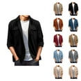 thumbnail image 1 of Jackets for Men 2025 Fall Winter Long Sleeve Button Down Collared Casual Loose Jacket with Pockets Outerwear Coat, 1 of 7