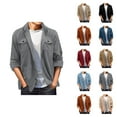 thumbnail image 1 of Jackets for Men 2025 Fall Winter Long Sleeve Button Down Collared Casual Loose Jacket with Pockets Outerwear Coat, 1 of 7