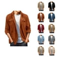 thumbnail image 1 of Jackets for Men 2025 Fall Winter Long Sleeve Button Down Collared Casual Loose Jacket with Pockets Outerwear Coat, 1 of 7