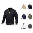 thumbnail image 1 of Jackets for Men 2025 Fall Winter Long Sleeve Trendy Casual Zip Up Stand Collar Jacket with Pockets Outerwear Coat, 1 of 5