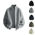 thumbnail image 1 of Jackets for Men 2025 Fall Winter Loose Casual Long Sleeve Stand Collar Zip Up Jacket Knit Cardigan Outerwear Coat, 1 of 6