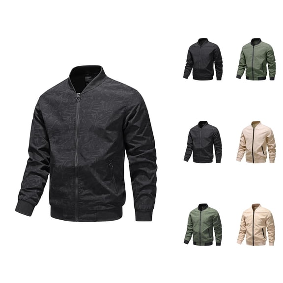 Jackets for Men 2025 Long Sleeve Lightweight Breathable Zip Up Casual Outdoor Jacket with Pockets Outerwear