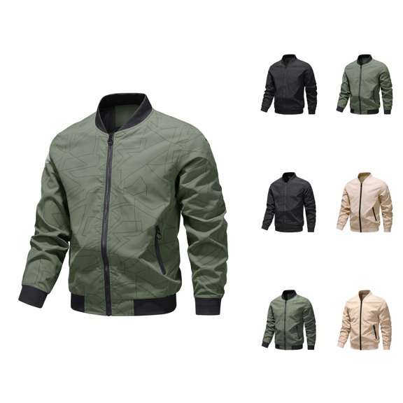 Jackets for Men 2025 Long Sleeve Lightweight Breathable Zip Up Casual Outdoor Jacket with Pockets Outerwear