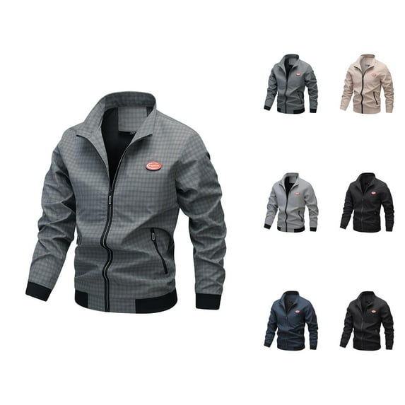 Jackets for Men 2025 Long Sleeve Lightweight Windproof Zip Up Casual Outdoor Jacket with Pockets Windbreaker Outerwear