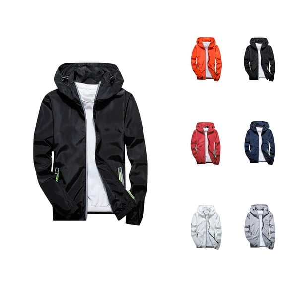 Jackets for Men 2025 Long Sleeve Reflective Zipper Casual Outdoor Sports Hooded Jacket with Pockets Outerwear Hoodie