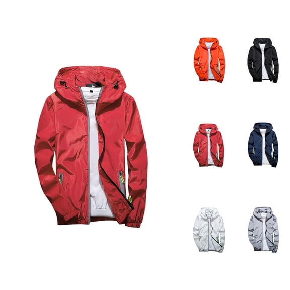 Jackets for Men 2025 Long Sleeve Reflective Zipper Casual Outdoor Sports Hooded Jacket with Pockets Outerwear Hoodie