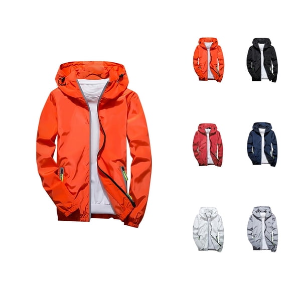 Jackets for Men 2025 Long Sleeve Reflective Zipper Casual Outdoor Sports Hooded Jacket with Pockets Outerwear Hoodie