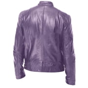 Jackets for Men Casual Lightweight Long Sleeve Leather Jacket Fall Winter Zip Up Coat with Pockets, Purple, 4XL