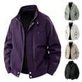 thumbnail image 1 of Jackets for Men Casual Loose Stand Collar Waterproof Jacket with Pockets Side Hand Hoodless Outwear Fashion Stylish Lightweight Windbreaker, 1 of 8