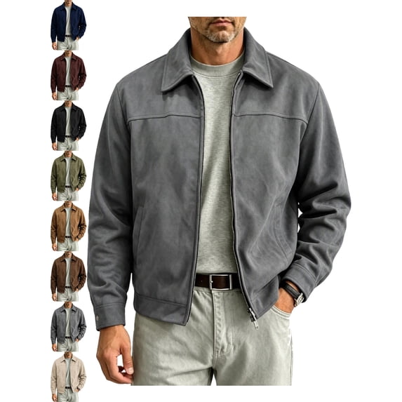 Jackets for Men Casual Zip Up Lapel Long Sleeve Regular Fit Going Out Jacket