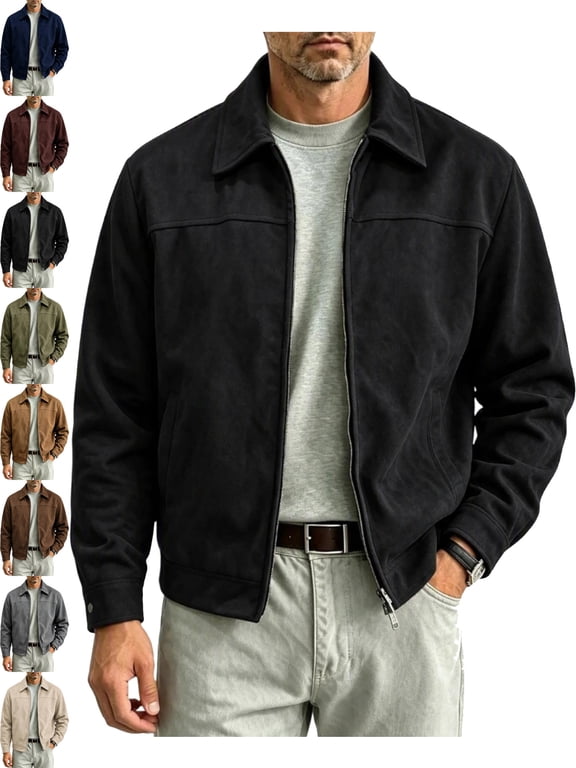 Jackets for Men Casual Zip Up Lapel Long Sleeve Regular Fit Outdoor Jacket