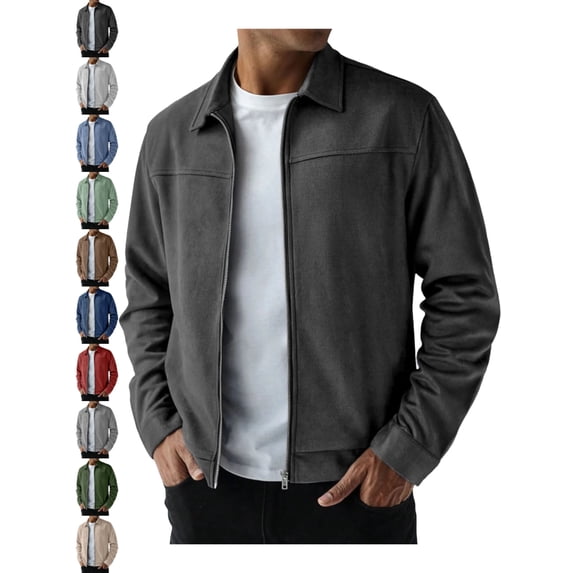 Jackets for Men Casual Zip Up Lapel Long Sleeve Regular Fit Weekend Wear Jacket