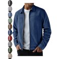 thumbnail image 1 of Jackets for Men Classic Zip Up Lapel Long Sleeve Regular Fit Office Jacket, 1 of 8