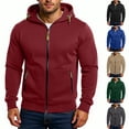 thumbnail image 1 of Jackets for Men - Comfortable Men's Lightweight Full-Zip Hoodie Long Sleeve Design for All-Day Comfort​ Black 2XL, 1 of 5