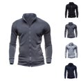 thumbnail image 1 of Jackets for Men Fall Winter Long Sleeve Stand Collar Zip Up Jacket with Pockets Cardigan Outerwear Coat, 1 of 5
