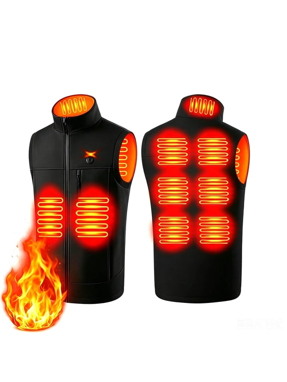 Jackets for Men, Heated Vest for Men/Women,9 Heated Zones Ultra-Soft Shell Heating Jacket Smart Electric Vest with Pocket