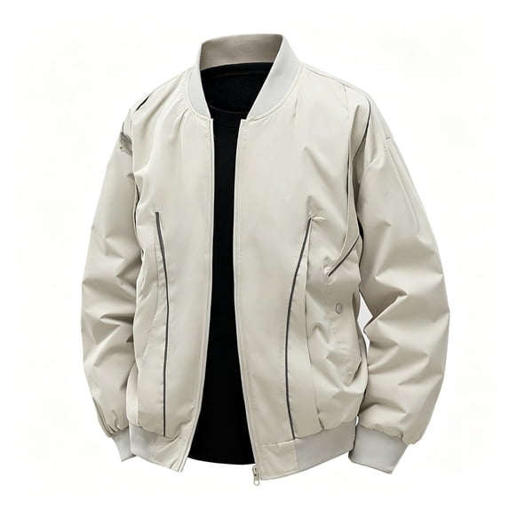 Jackets for Men Hoodless Casual Bomber Jacket Outwear Long Sleeve Loose Sports Cargo Outdoor Windproof Coat Fashion Casual Coats