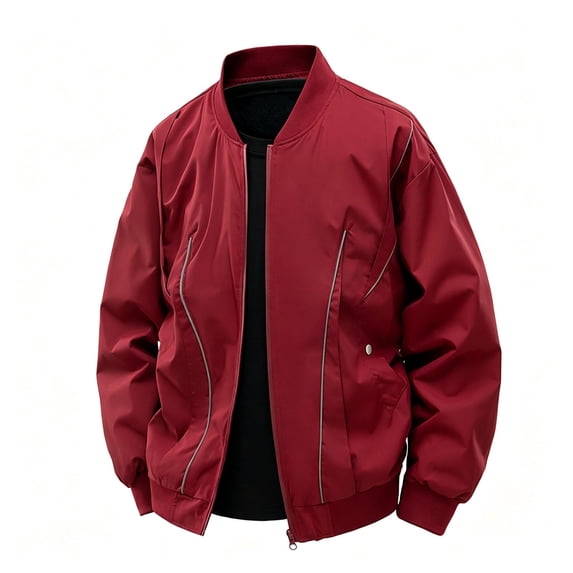 Jackets for Men Hoodless Casual Bomber Jacket Outwear Long Sleeve Loose Sports Cargo Outdoor Windproof Coat Fashion Casual Coats