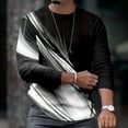 thumbnail image 1 of Jackets for Men,Long Sleeve Shirts for Men Line Printed Casual Round Neck Pullover Shirt Black S, 1 of 6
