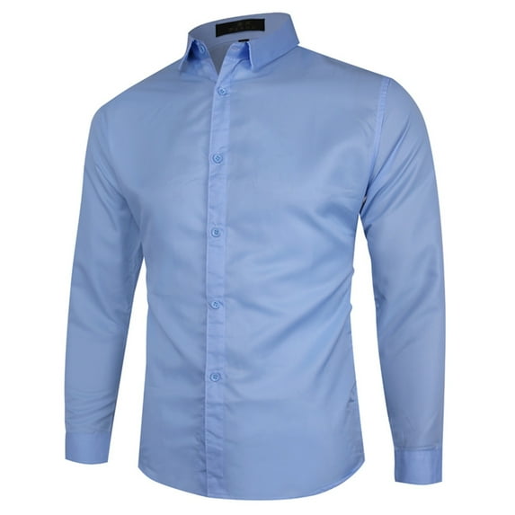 Jackets for Men,Long Sleeve Shirts for Men Simple Fashion Solid Color Long Sleeve Shirt Sky Blue S