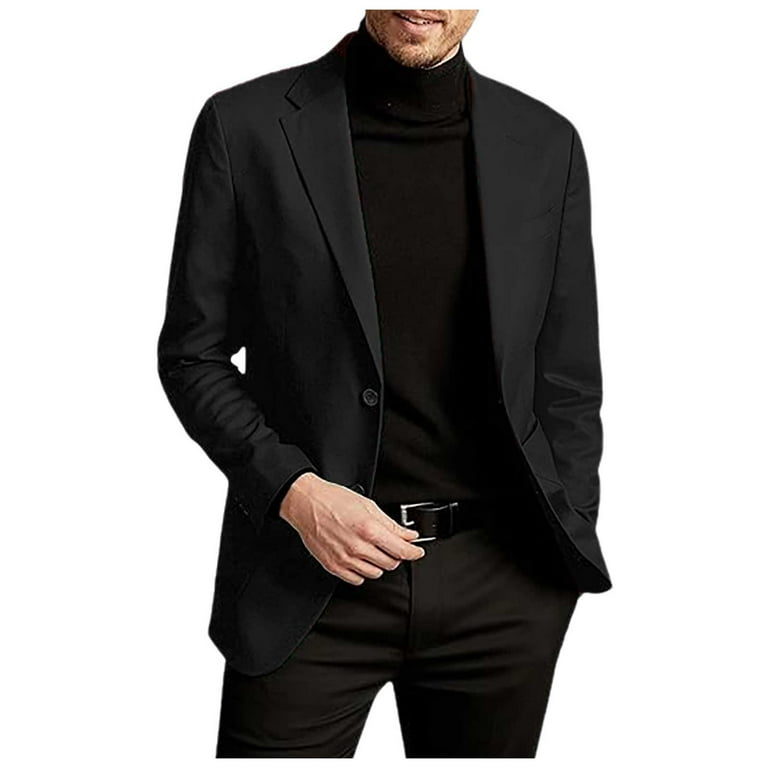 Jackets for Men Men s Casual Blazer One Button Sport Coat Slim Fit Lightweight Suit Blazer Jacket Mens Jacket Color Black Size XL Walmart