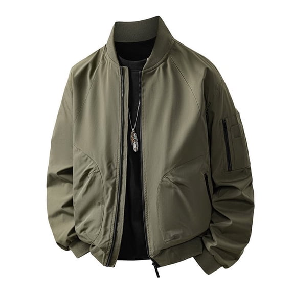 Jackets for Men, Men's Casual Stand Collar Lightweight Jacket, Lightweight Full Zip Front, Breathable Fabric, Packable for Travel Daily Wear