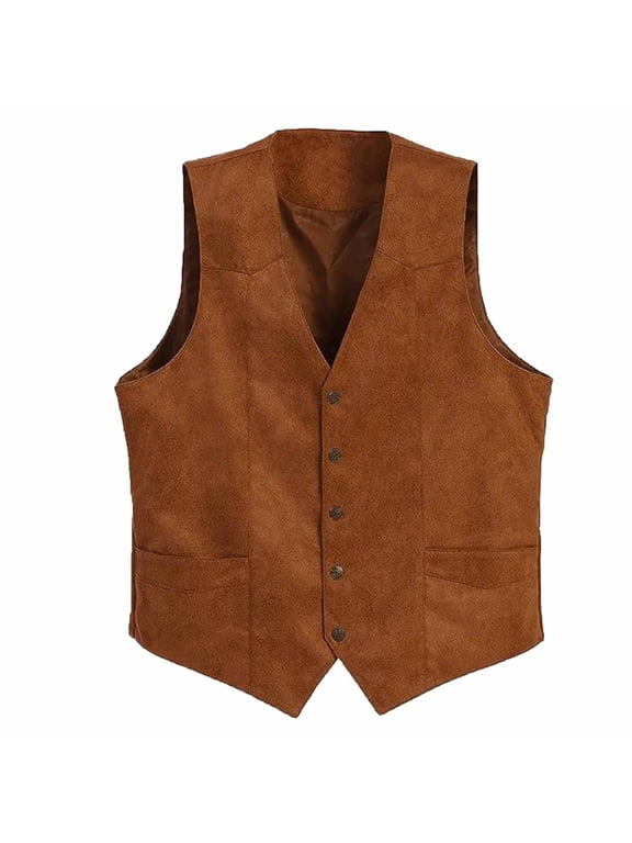 Jackets for Men, Men's Sleeveless Slim Tank Vest Vintage V-Neck Buttons Waistcoat Curved Hem Gilet Single Breasted Business Western Jacket