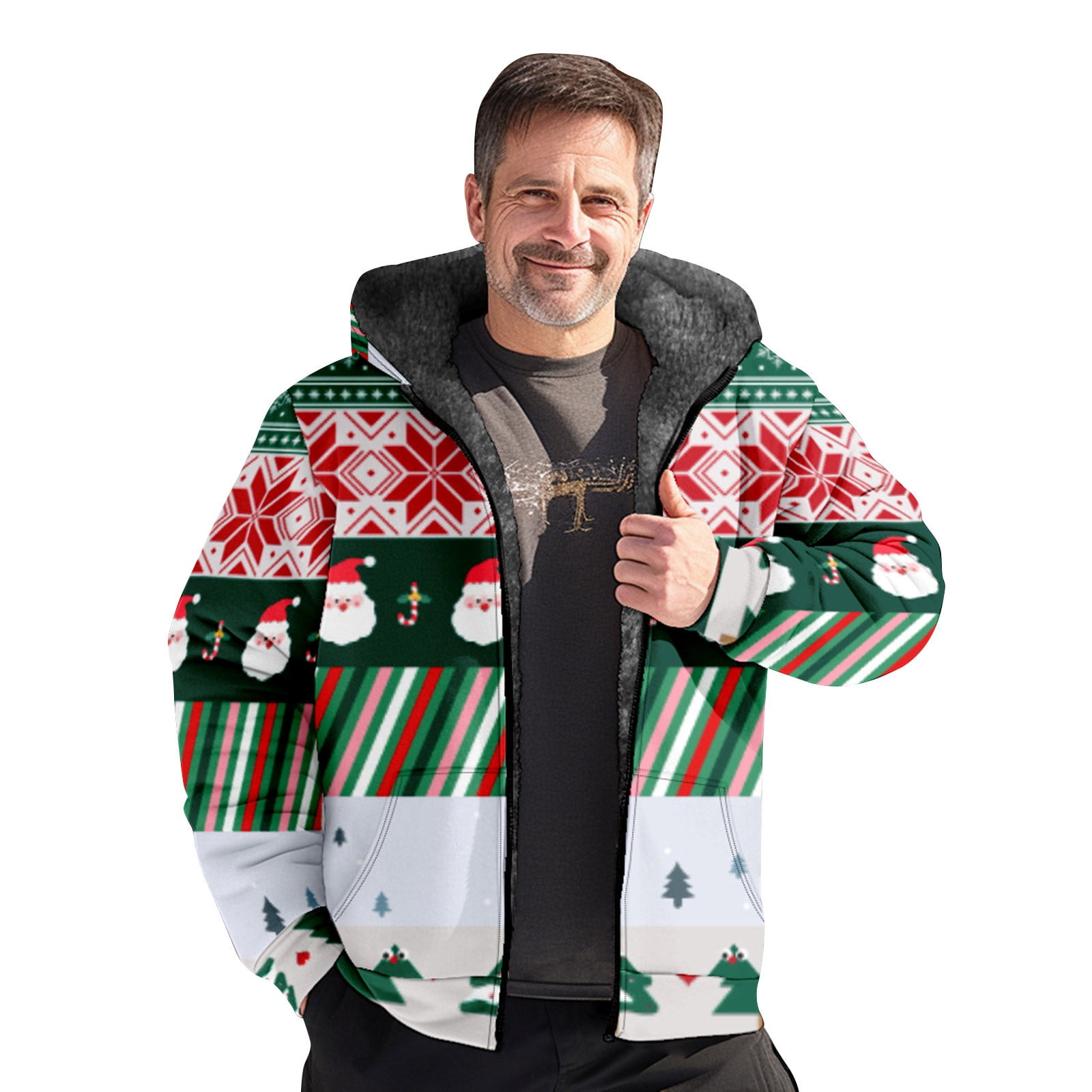 Jackets for Men,Mens Autumn And Winter Christmas Printing Simple Plus