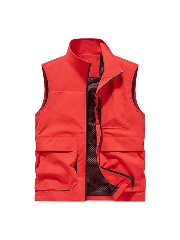 Jackets for Men, Mens Lightweight Vests Sleeveless Zip Up Jacket Casual Golf Fishing Hiking Running Work Vest Outerwear Multi Pocket