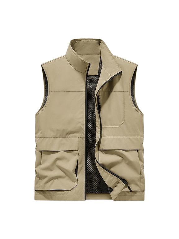 Jackets for Men, Mens Lightweight Vests Sleeveless Zip Up Jacket Casual Golf Fishing Hiking Running Work Vest Outerwear Multi Pocket