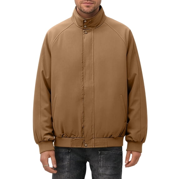 Jackets for Men, Mens Stand Collar Bomber Jacket Raglan Sleeve Zipper Snap Loose Fit Coat Fall Winter Trendy Casual Street Outerwear
