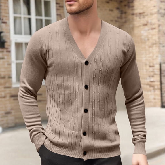 Jackets for Men Plus Size Cardigan Knitted Long Sleeve Hoodless Casual Solid Color Casual Outwear Jackets,Coats for Men Coffee