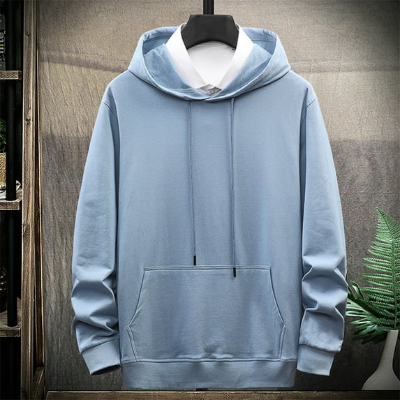 Jackets for Men Plus Size Hooded Pocket Jacket Solid Color Long Sleeved Velvet Shoulder Coats,Coats for Men Light Blue