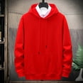 thumbnail image 1 of Jackets for Men Plus Size Hooded Pocket Jacket Solid Color Long Sleeved Velvet Shoulder Coats,Coats for Men Red, 1 of 6