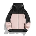 thumbnail image 1 of Jackets for Men Plus Size Windproof Waterproof Jacket Hooded Color Blocked Long Sleeved Jacket,Coats for Men Hot Pink, 1 of 2