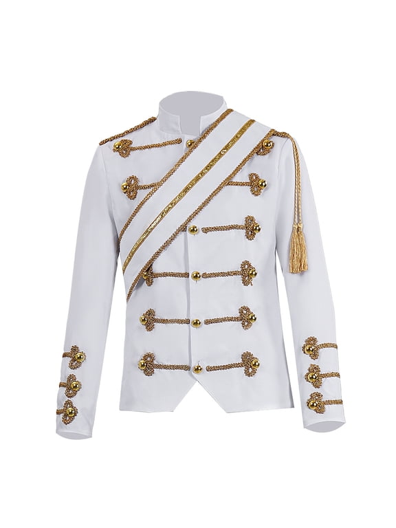 Jackets for Men, Royal Court Prince Costume Breasted Suit Gild Blazer Jacket Nightclub Bar Dress