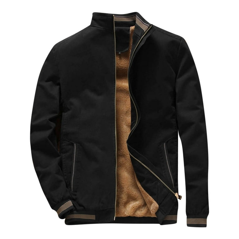 Jackets for Men Solid Color Simple Padded Fashion Zipper Pocket Jacket Jacket Chumpas Para Hombre 2024 Stylish Chaquetas Para Hombre Jacket Black XXL Walmart