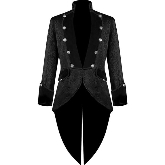 Jackets for Men Tailcoat Jacket for Halloween Costume Medieval Punk Long Sleeved Blazer,Top for Men Black
